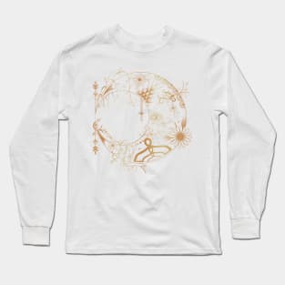 Moon Floral Design Motif [Gold] Long Sleeve T-Shirt